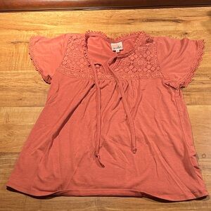 Belle Du Jour Women's Coral Lace Blouse